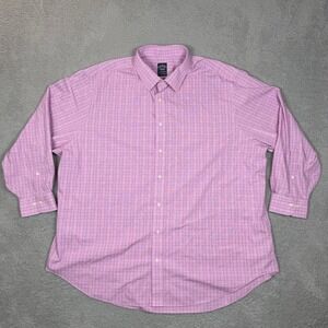 Brooks Brothers Mens Non-Iron Stretch Pink Plaid Button Down Shirt 19-34/35